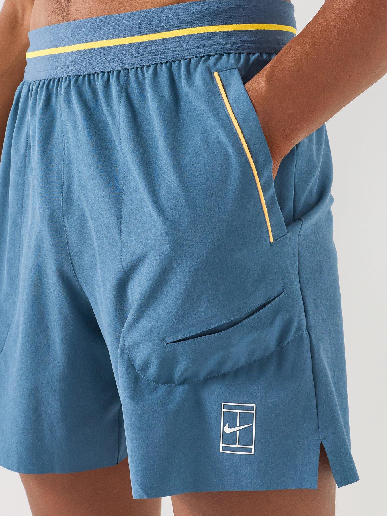 Image 5 of 7 of Nike Mens Tennis Court Advantage Dri-Fit 6" Shorts - Blue