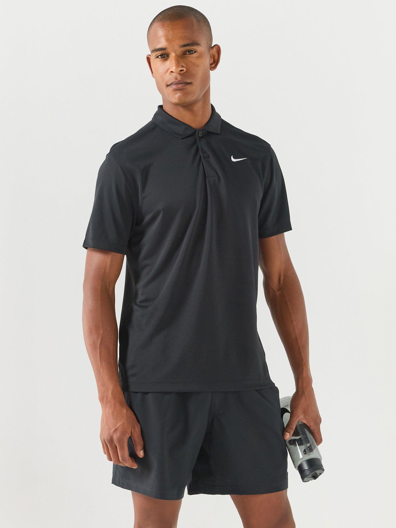 Nike Mens Tennis Court Dri-Fit Polo - Black/White