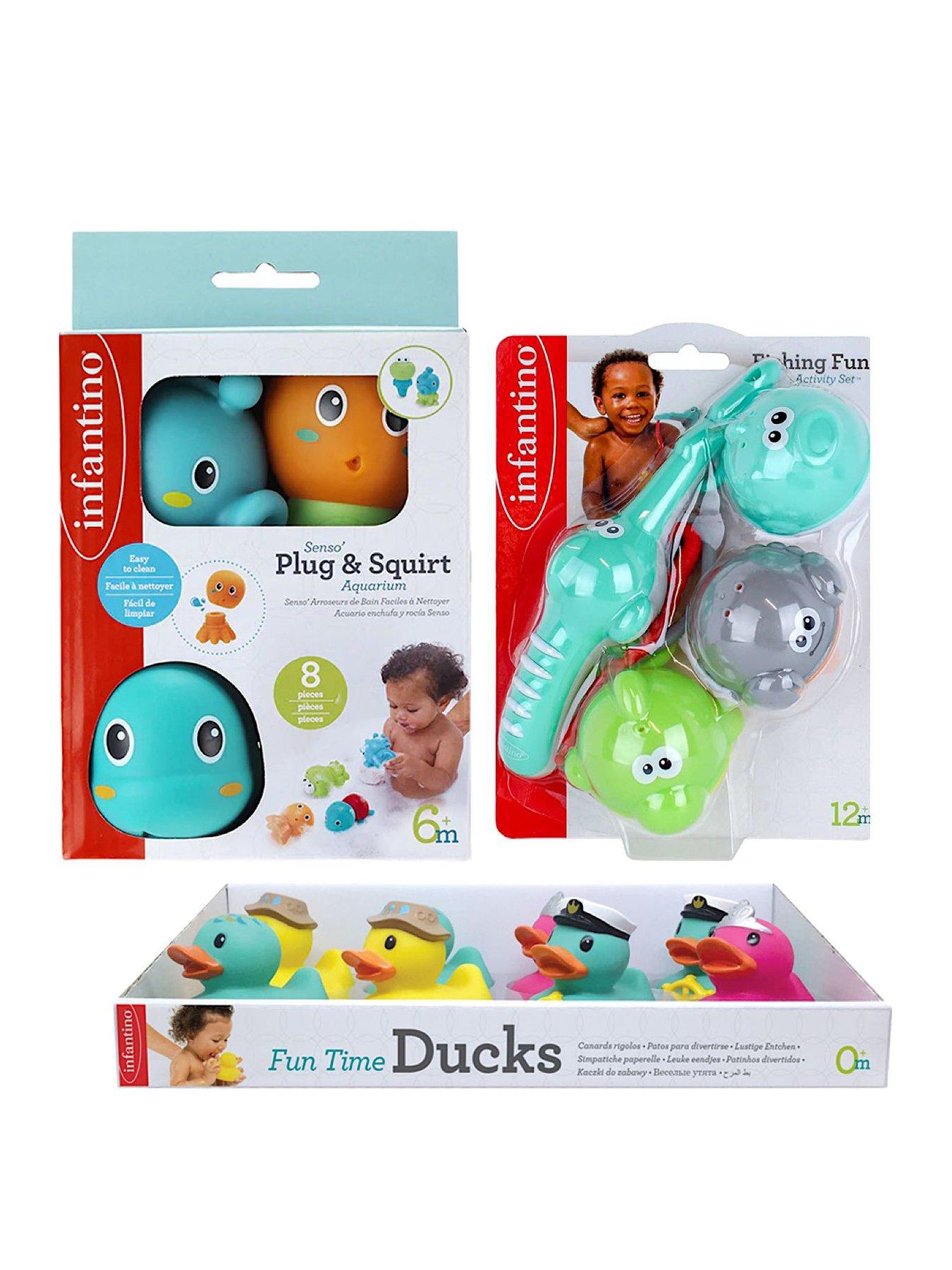 Infantino Senso Plug & Squirt Aquarium, Fishing Fun Activity Set, and Fun Time Squeaking Ducks Bundle Set