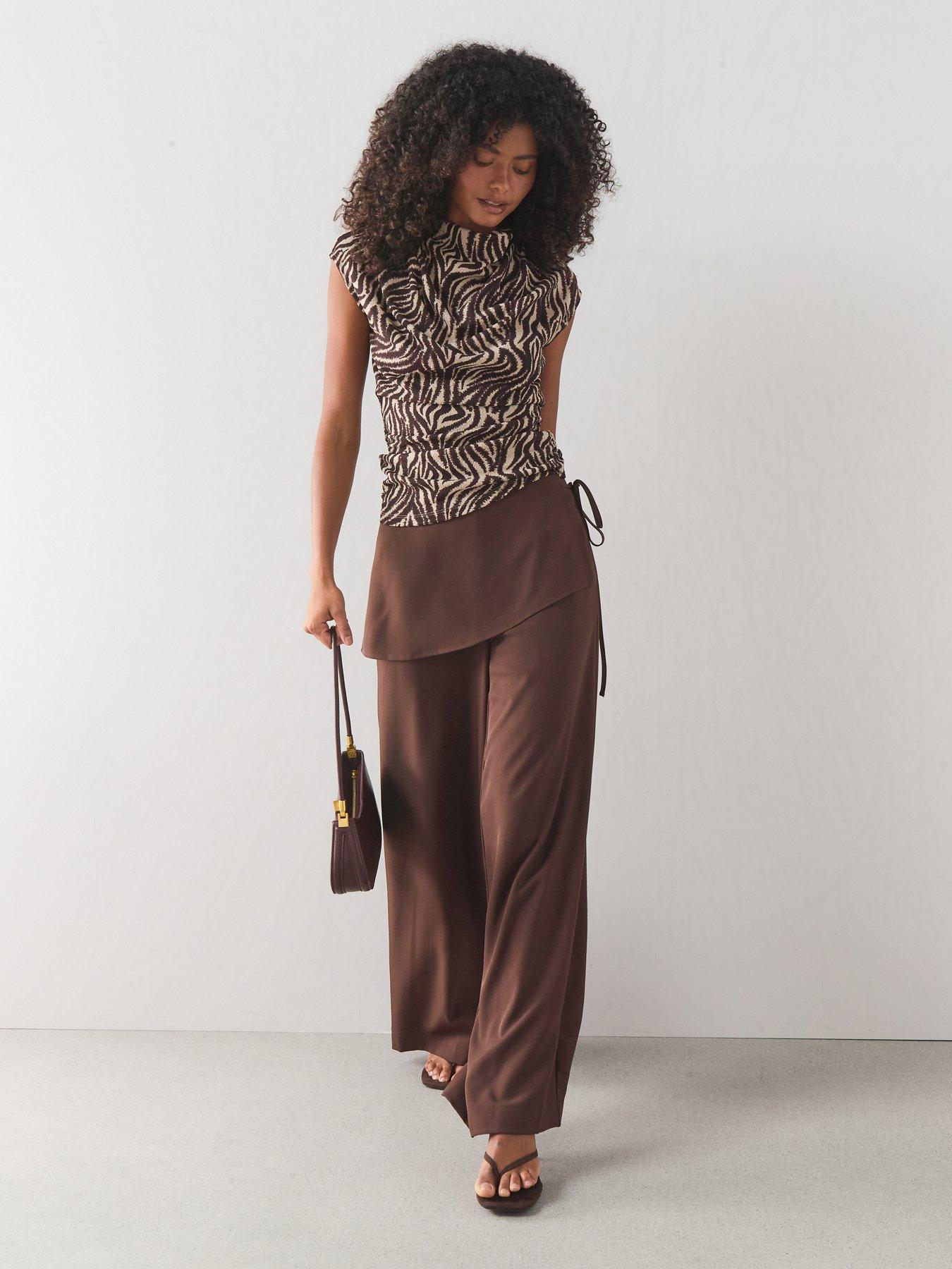 The Very Collection Wrap Detail Trousers - Brown