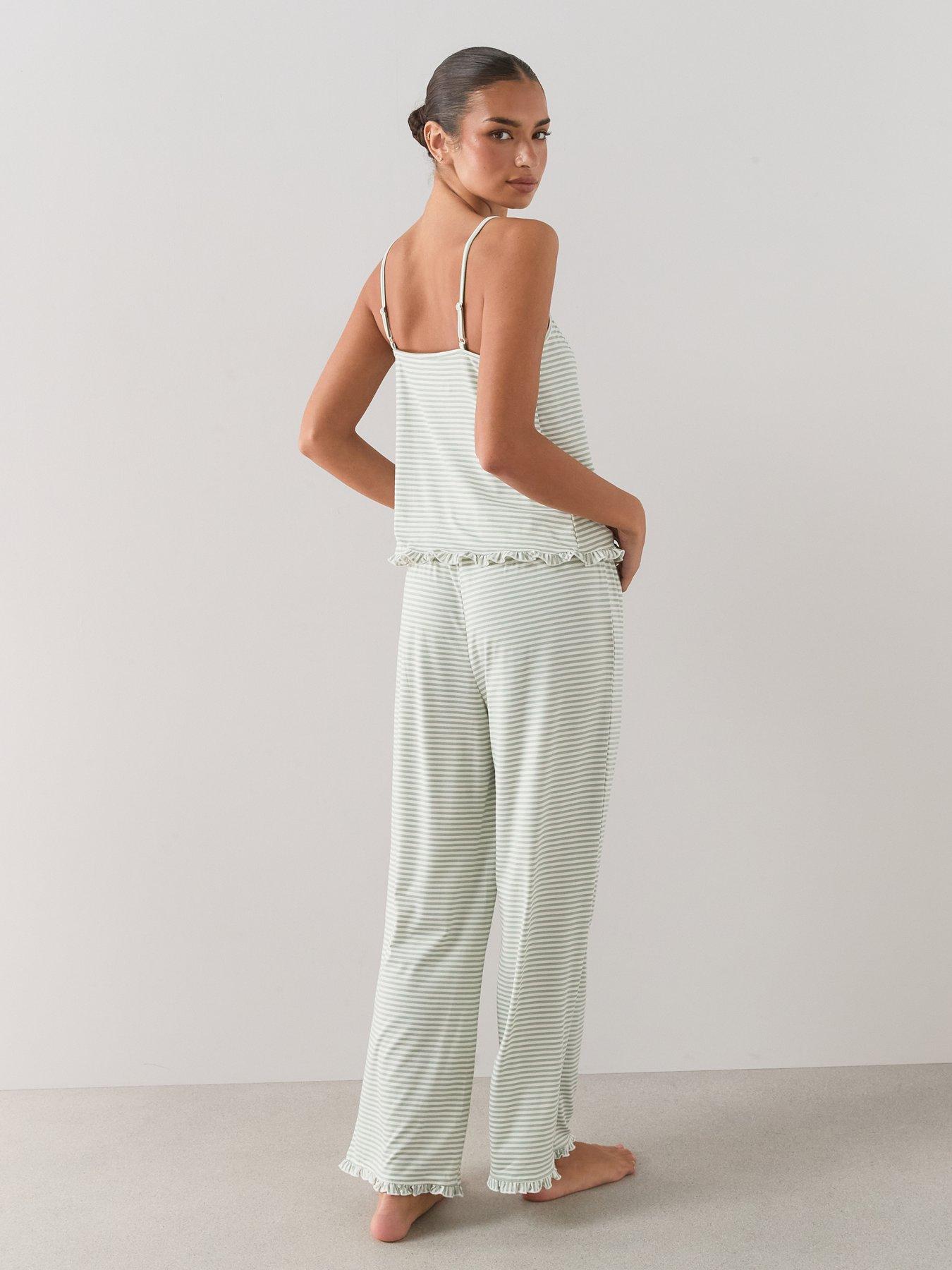 Image 2 of 7 of The Very Collection Stripe Cami Pyjama Set - Green