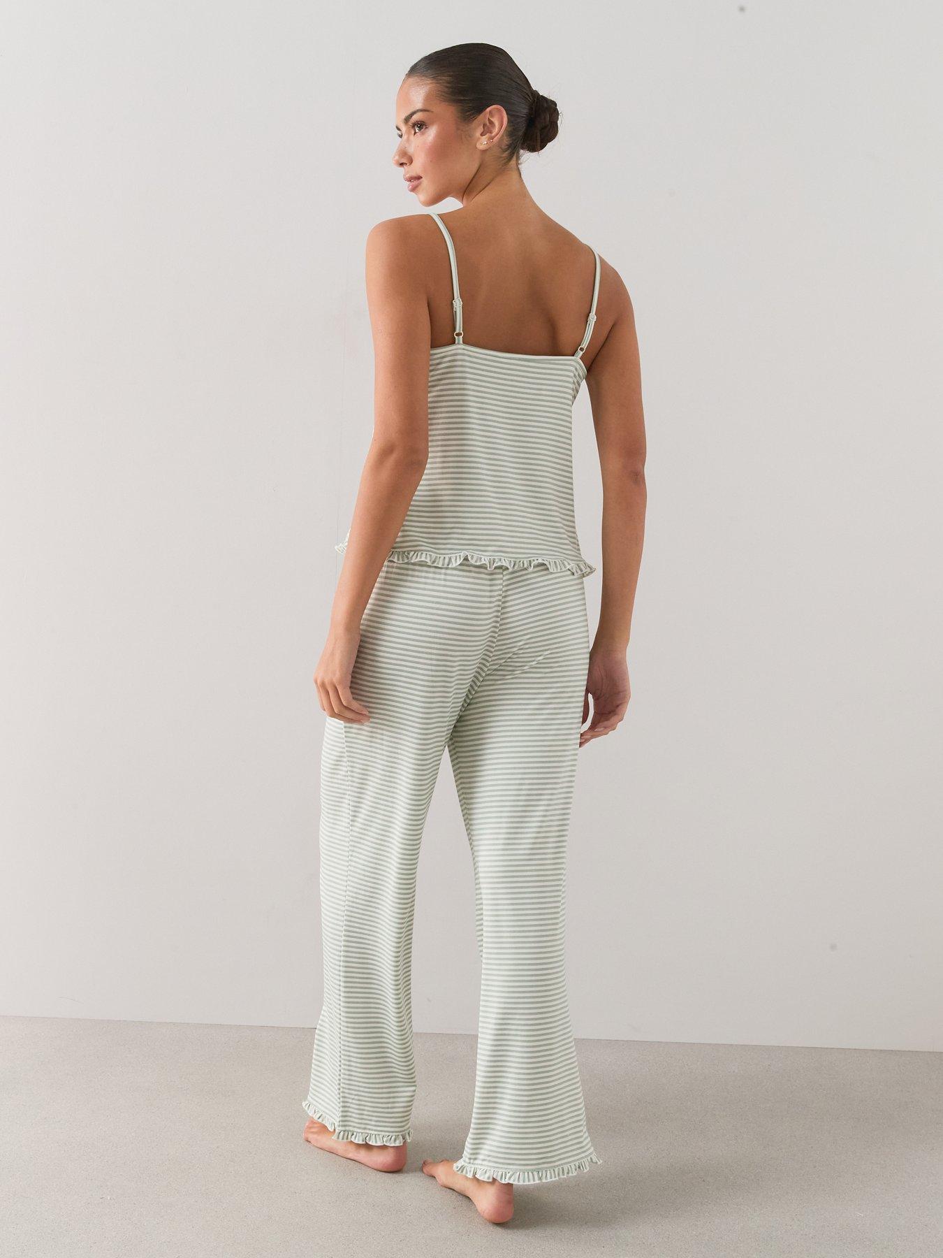 Image 6 of 7 of The Very Collection Stripe Cami Pyjama Set - Green