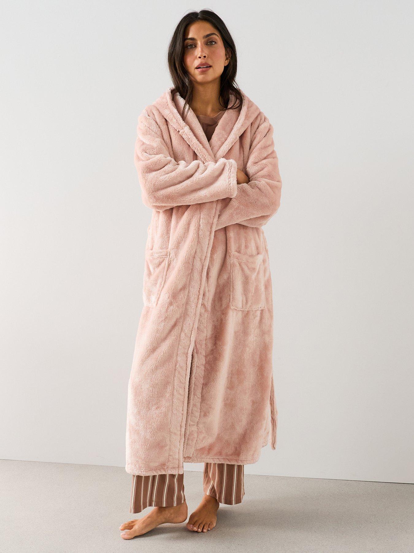 The Very Collection Wellsoft Longline Hooded Dressing Gown - Blush