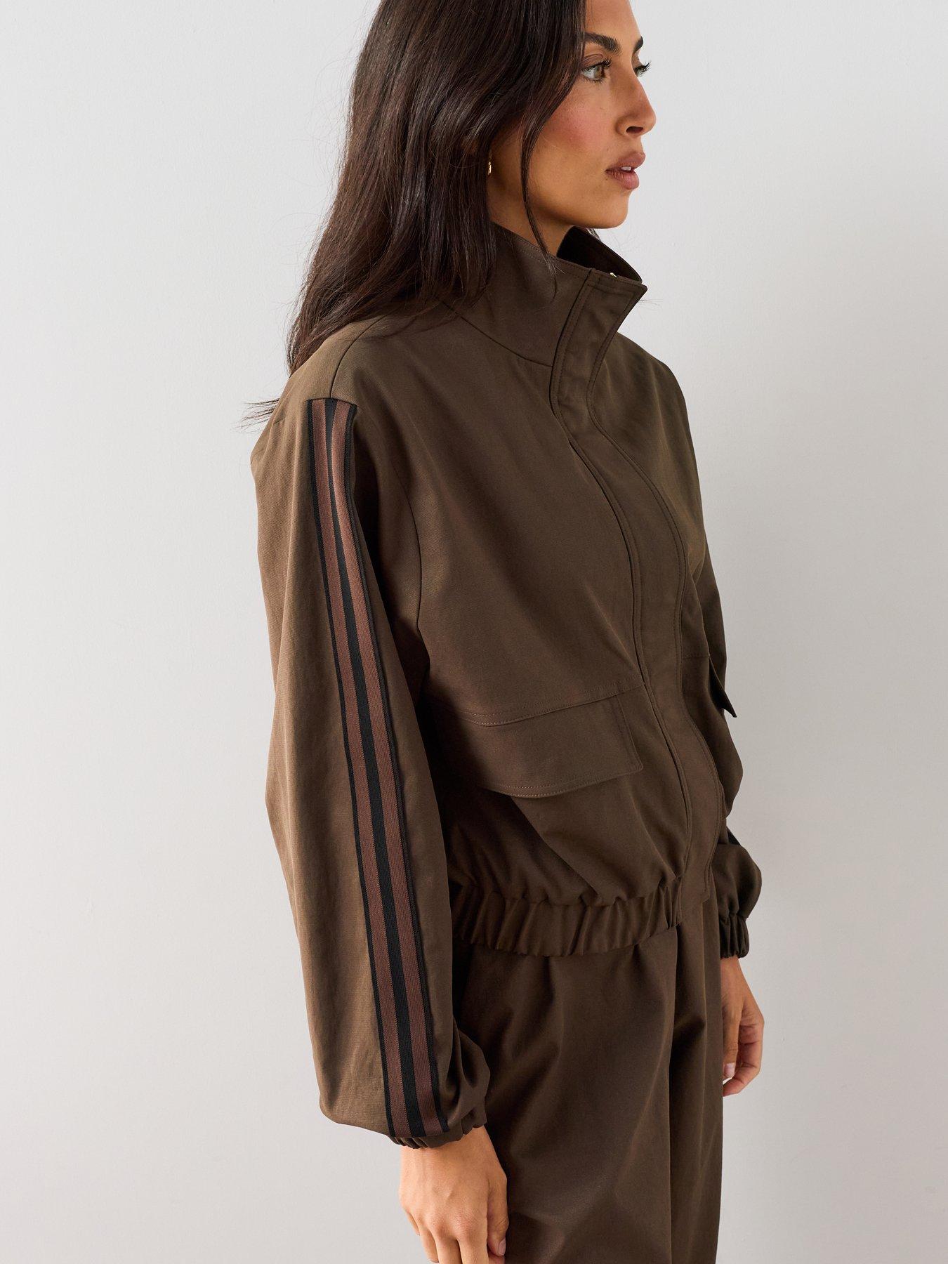 Image 5 of 7 of The Very Collection Women's Side Stripe Funnel Neck Bomber Jacket - Brown