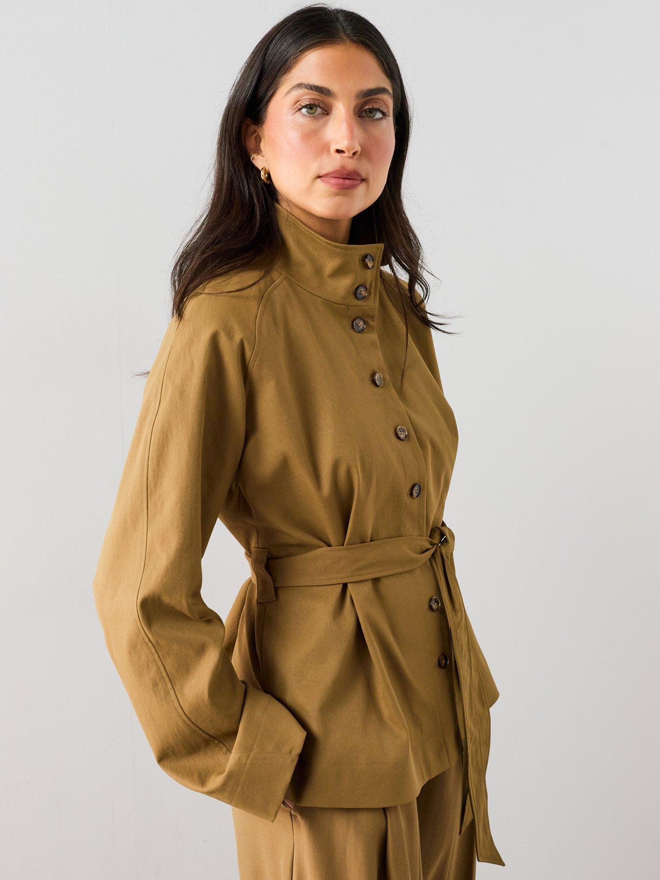 Image 1 of 7 of The Very Collection Funnel Neck Co Ord Jacket - Beige