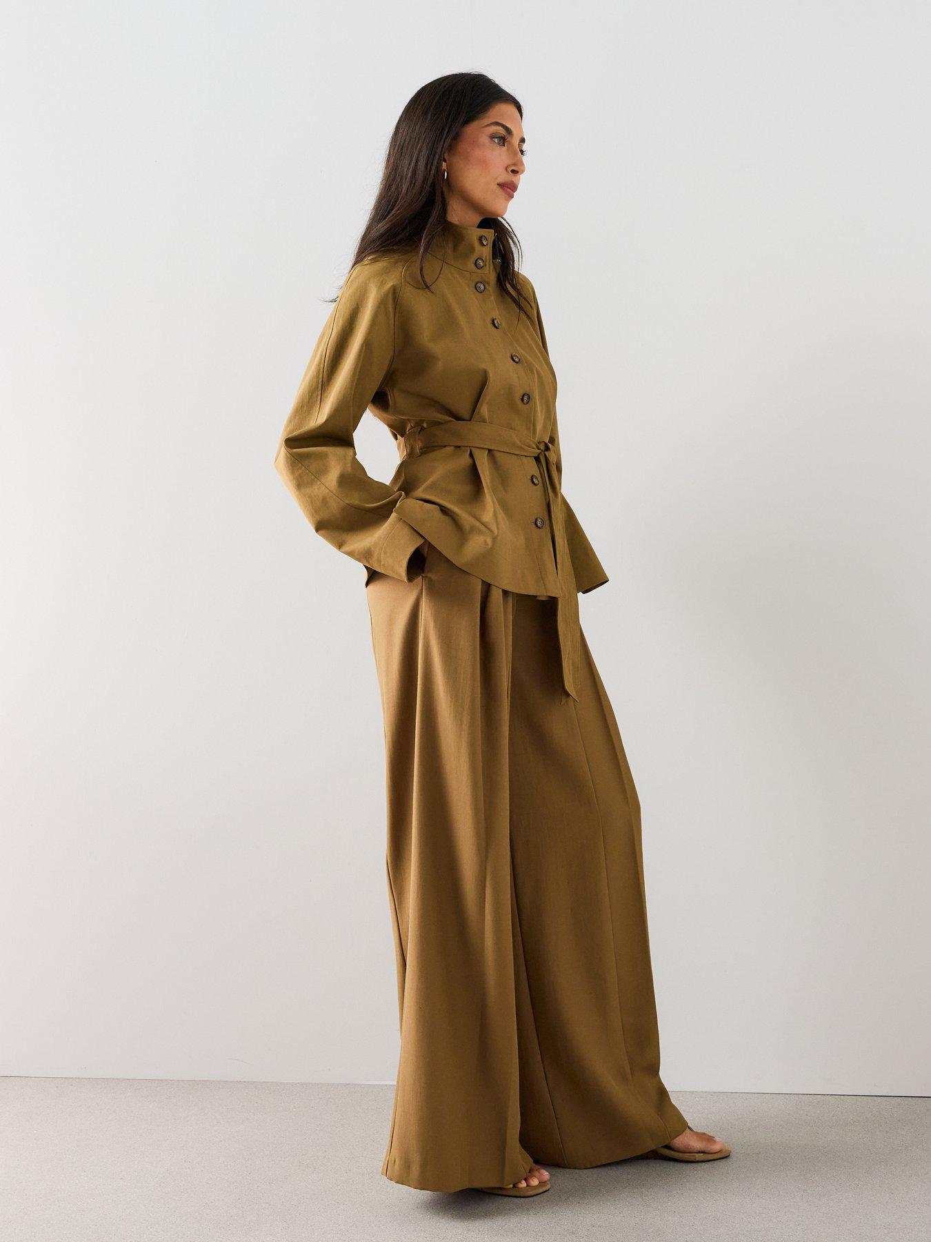 Image 4 of 7 of The Very Collection Funnel Neck Co Ord Jacket - Beige