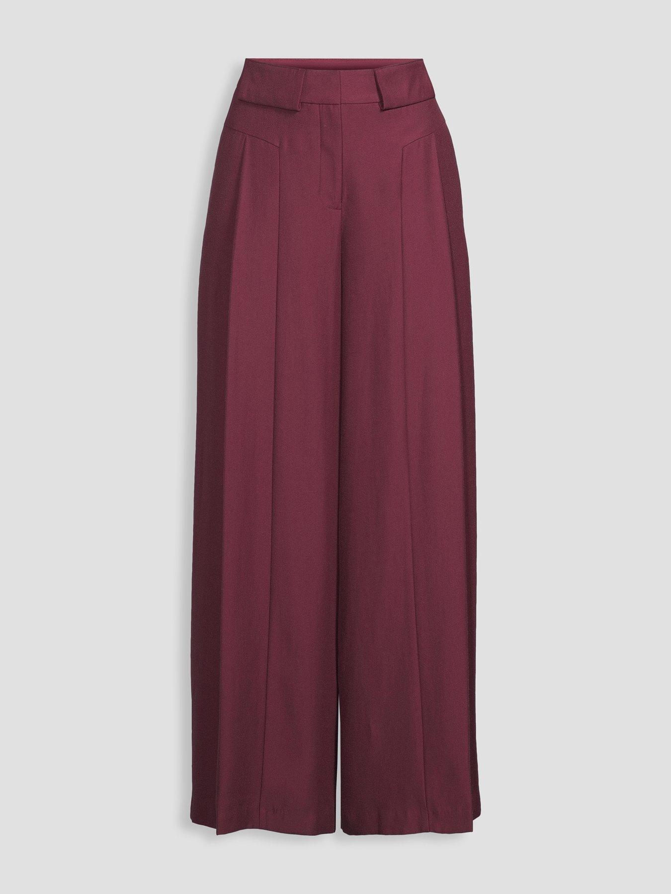 Image 7 of 7 of The Very Collection Women's Ultra Wide Leg Waistband Detail Trousers - Burgundy