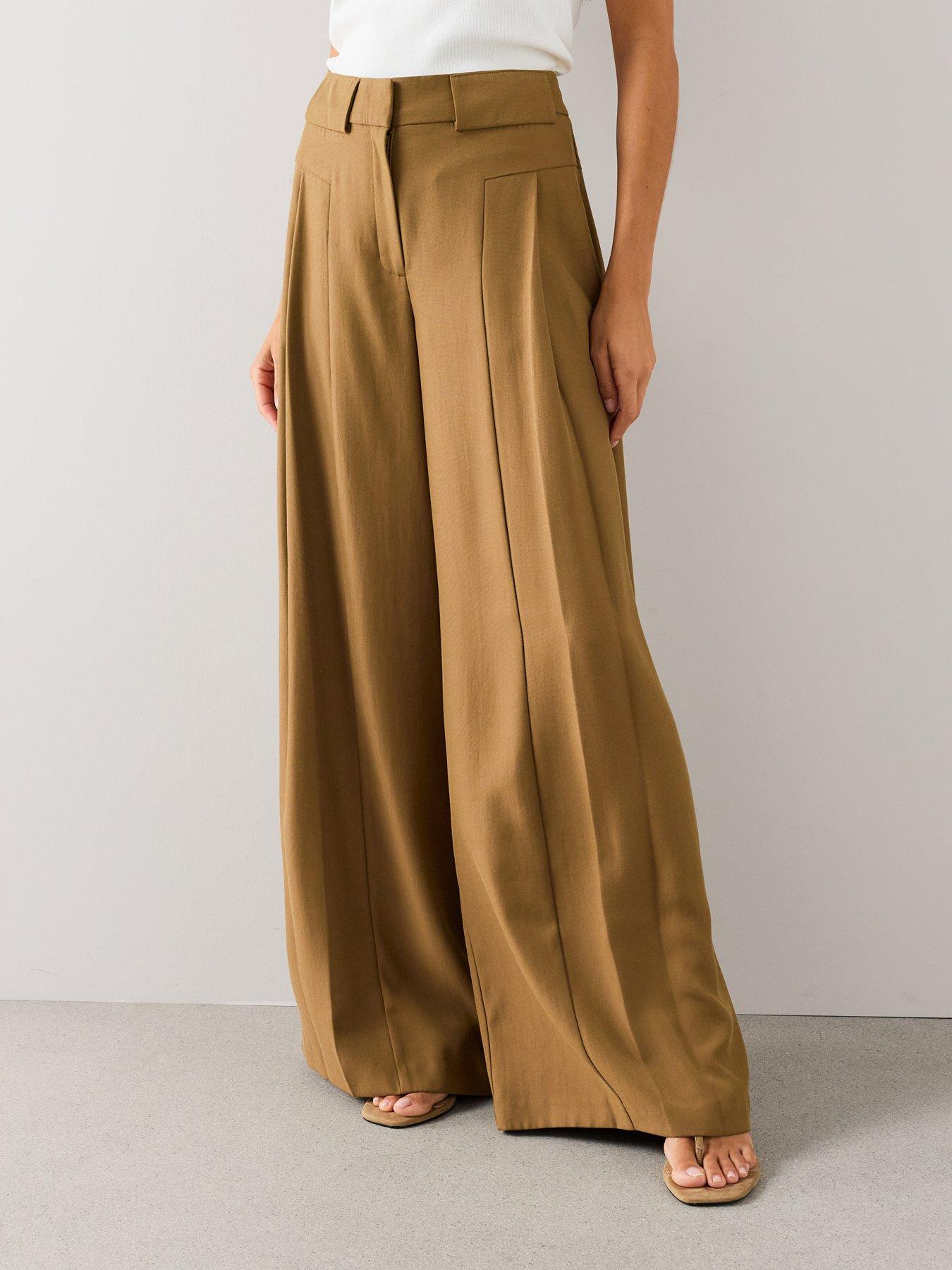 The Very Collection Women's Ultra Wide Leg Waistband Detail Trousers - Mustard