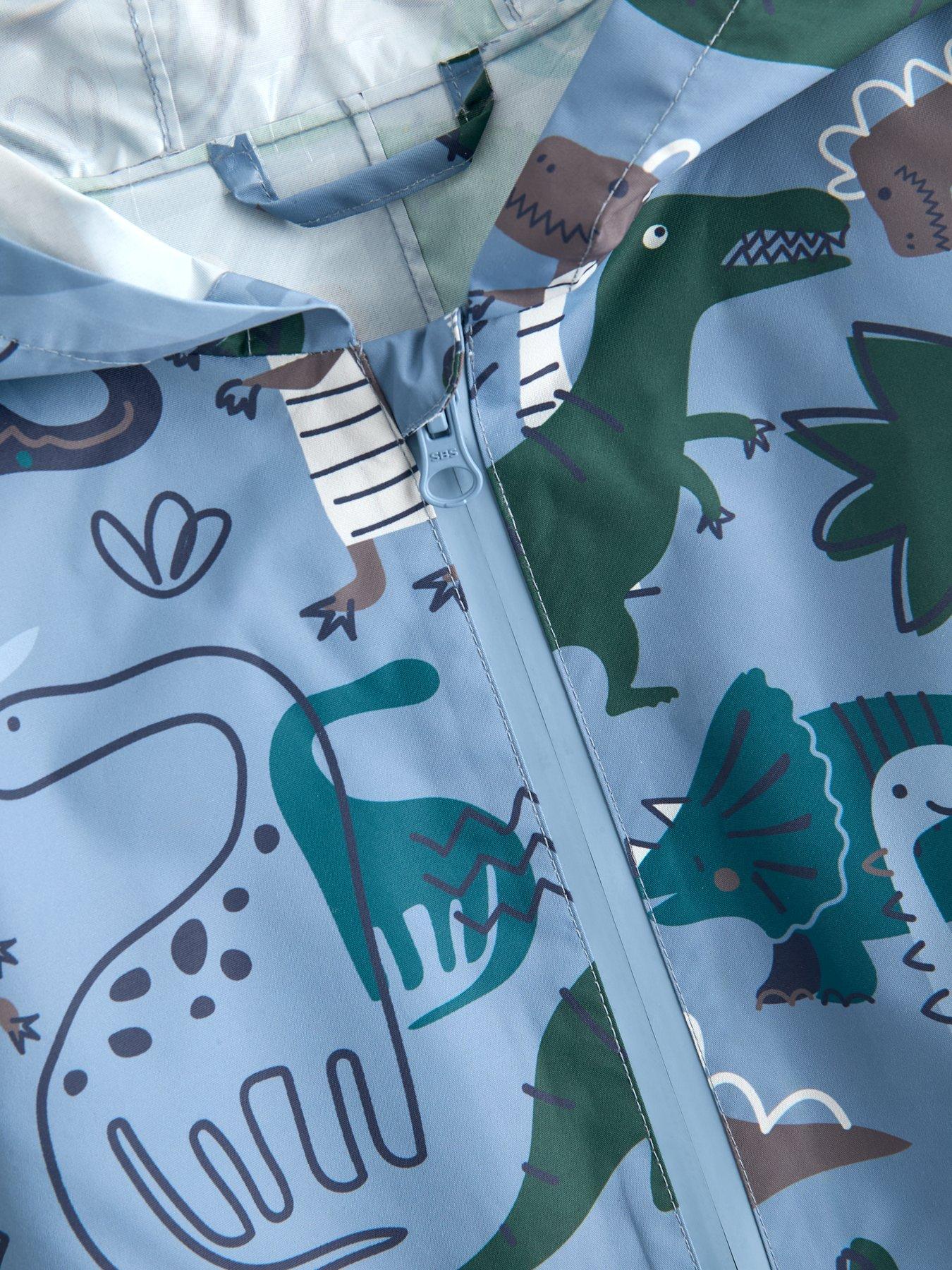 Image 3 of 5 of The Very Collection Boys Light Weight Waterproof Dino Print Puddle Suit (9 months - 7 years) - Blue