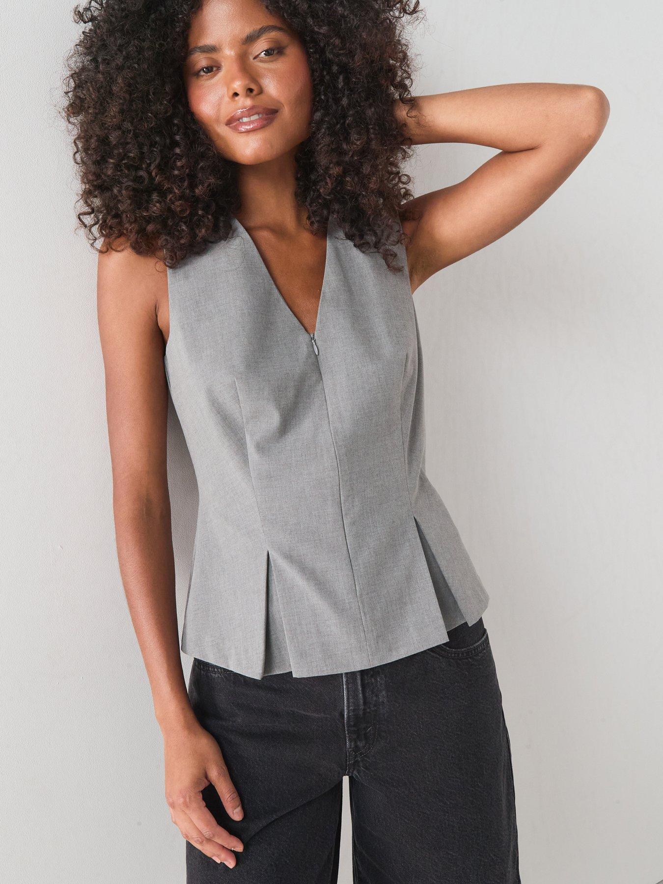 Image 1 of 7 of The Very Collection Split Front Waistcoat - Grey