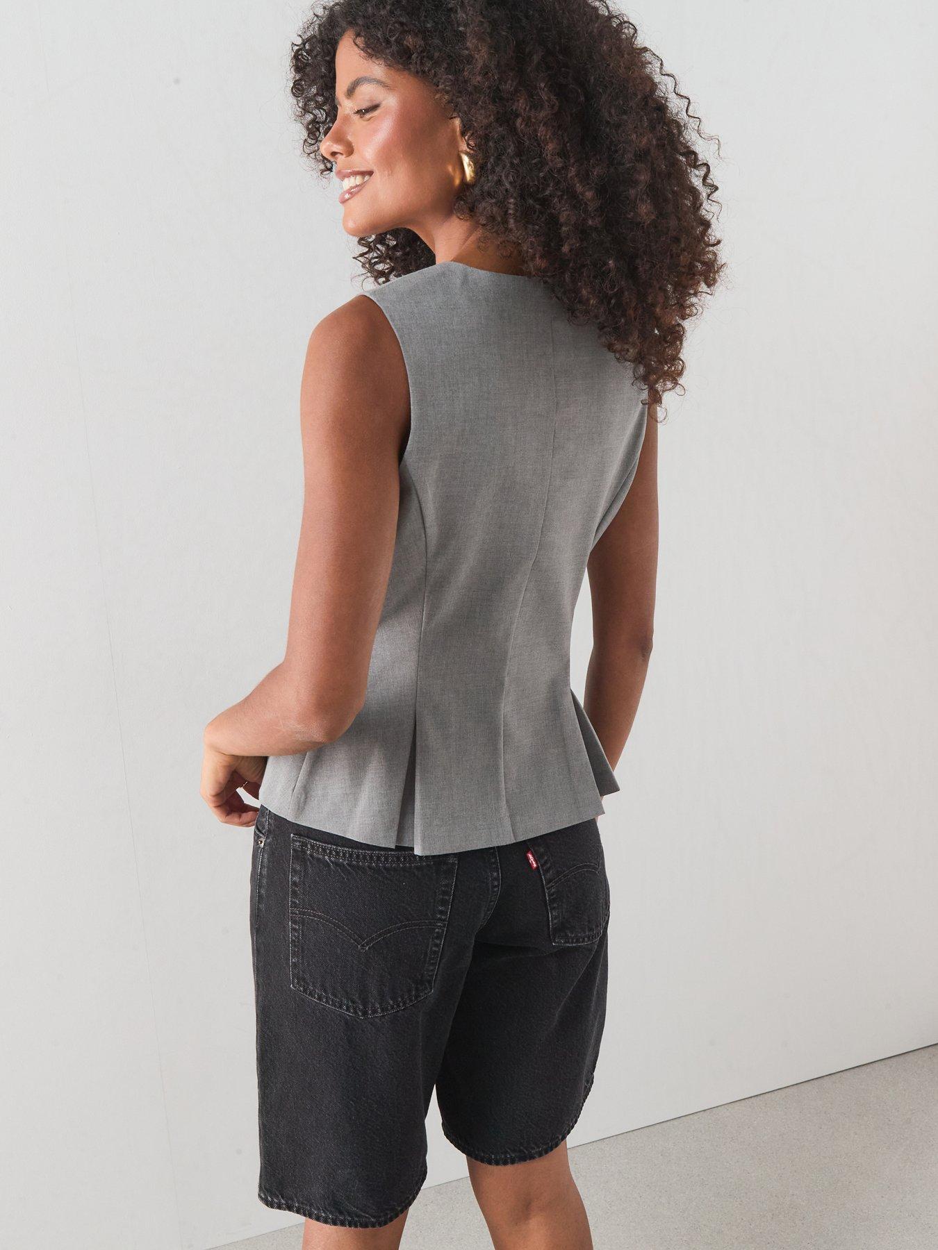 Image 2 of 7 of The Very Collection Split Front Waistcoat - Grey