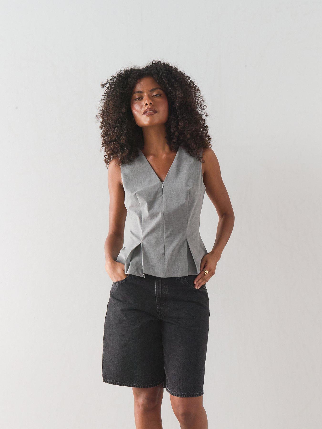Image 4 of 7 of The Very Collection Split Front Waistcoat - Grey
