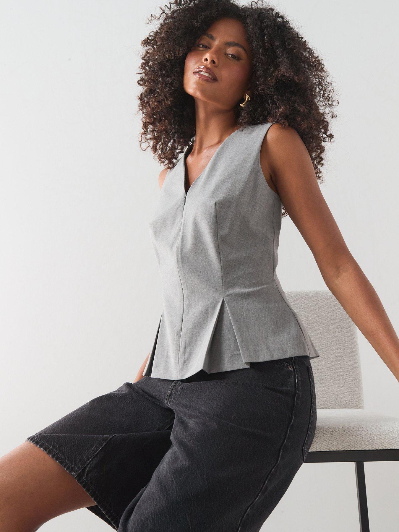 Image 6 of 7 of The Very Collection Split Front Waistcoat - Grey