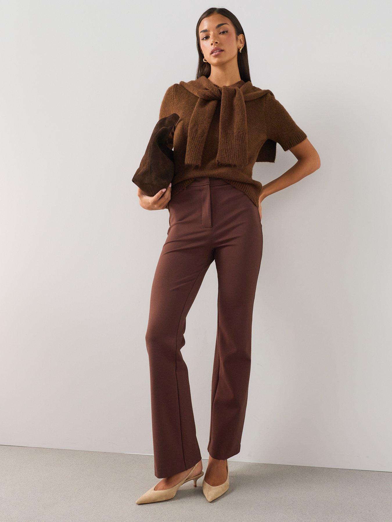 Image 3 of 7 of The Very Collection Sculpting Flare Trouser - Brown