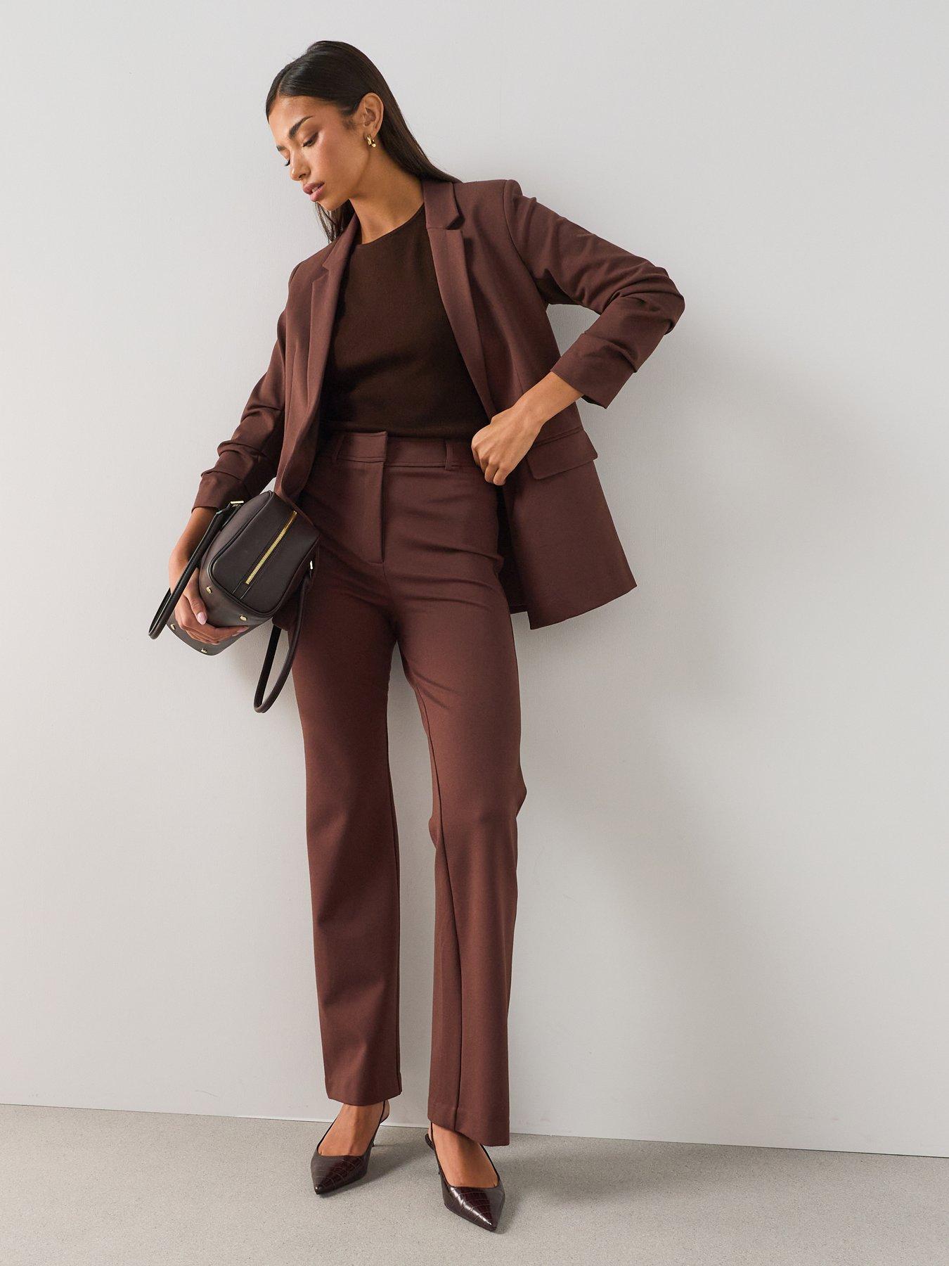 Image 6 of 7 of The Very Collection Sculpting Flare Trouser - Brown