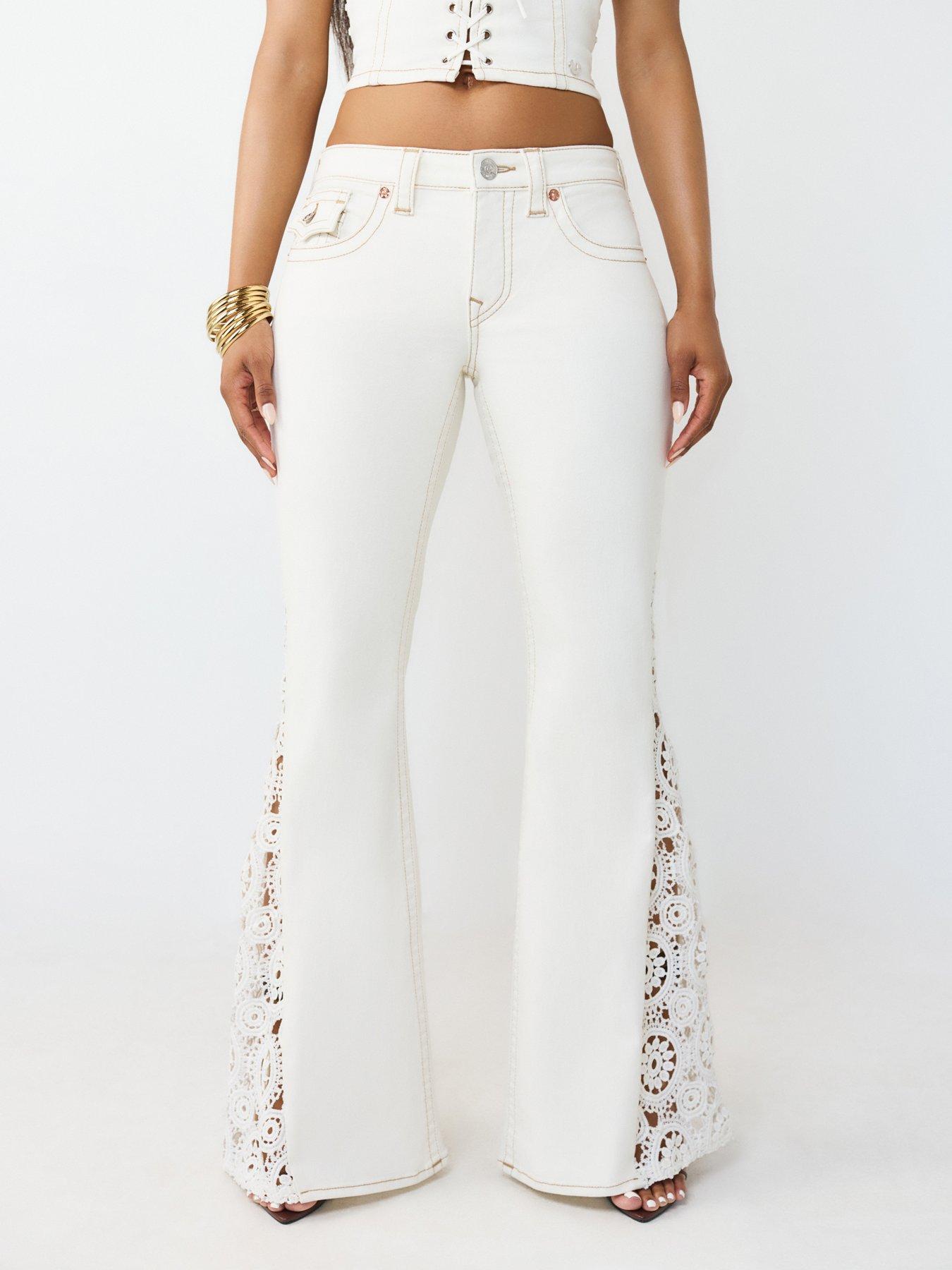 Image 1 of 4 of TRUE RELIGION Crochet Mid Rise Flare Flap