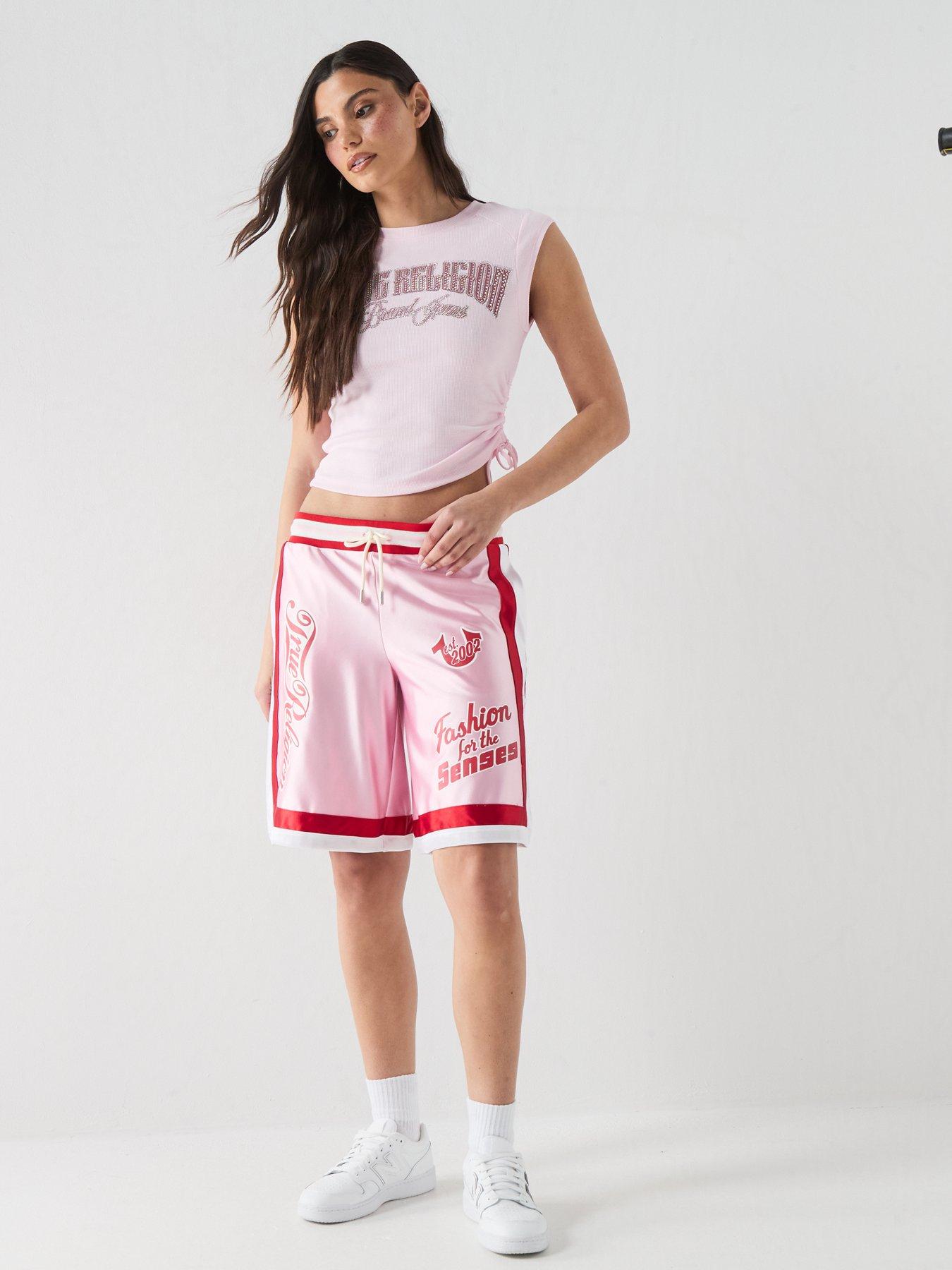 Image 3 of 6 of TRUE RELIGION Crystal Side Ruch Short Sleeve Baby Top - Pink