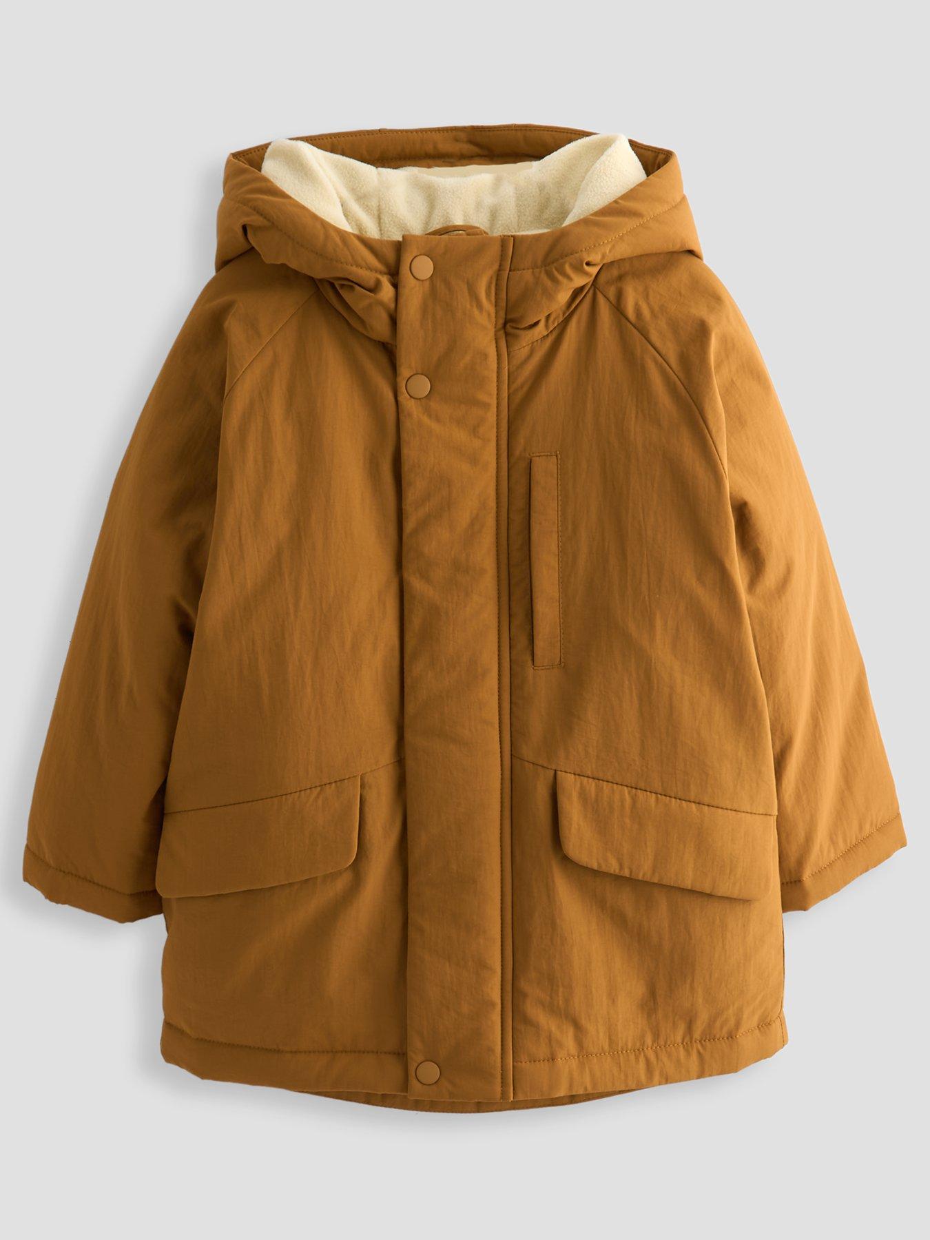 The Very Collection Boys Fleece Lined Fur Hood Parka - Khaki