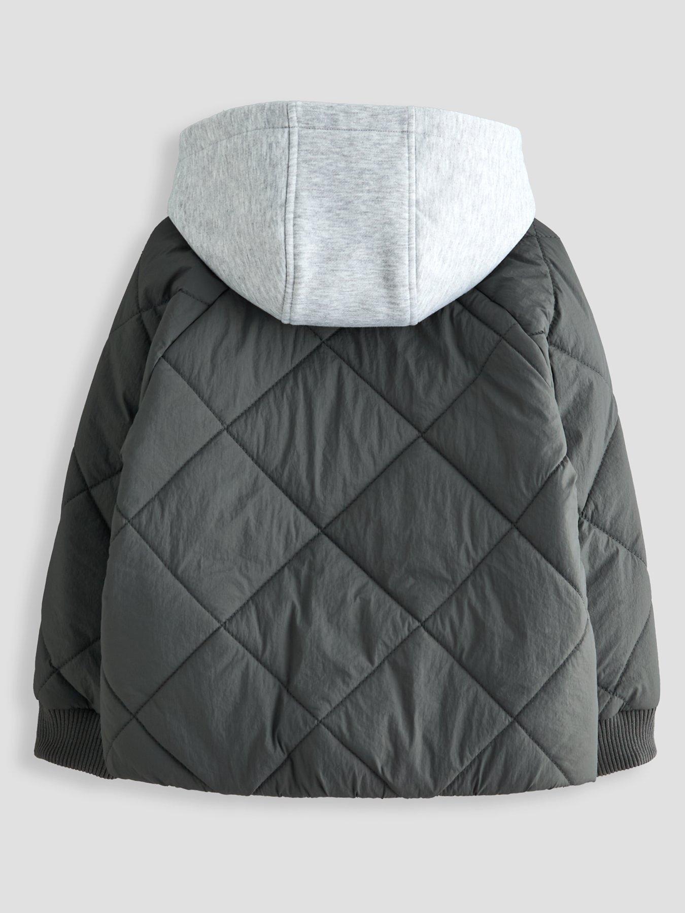 Image 2 of 6 of The Very Collection Boys Diamond Quilt Jersey Hood Lightweight Coat (3-16 years) - Black