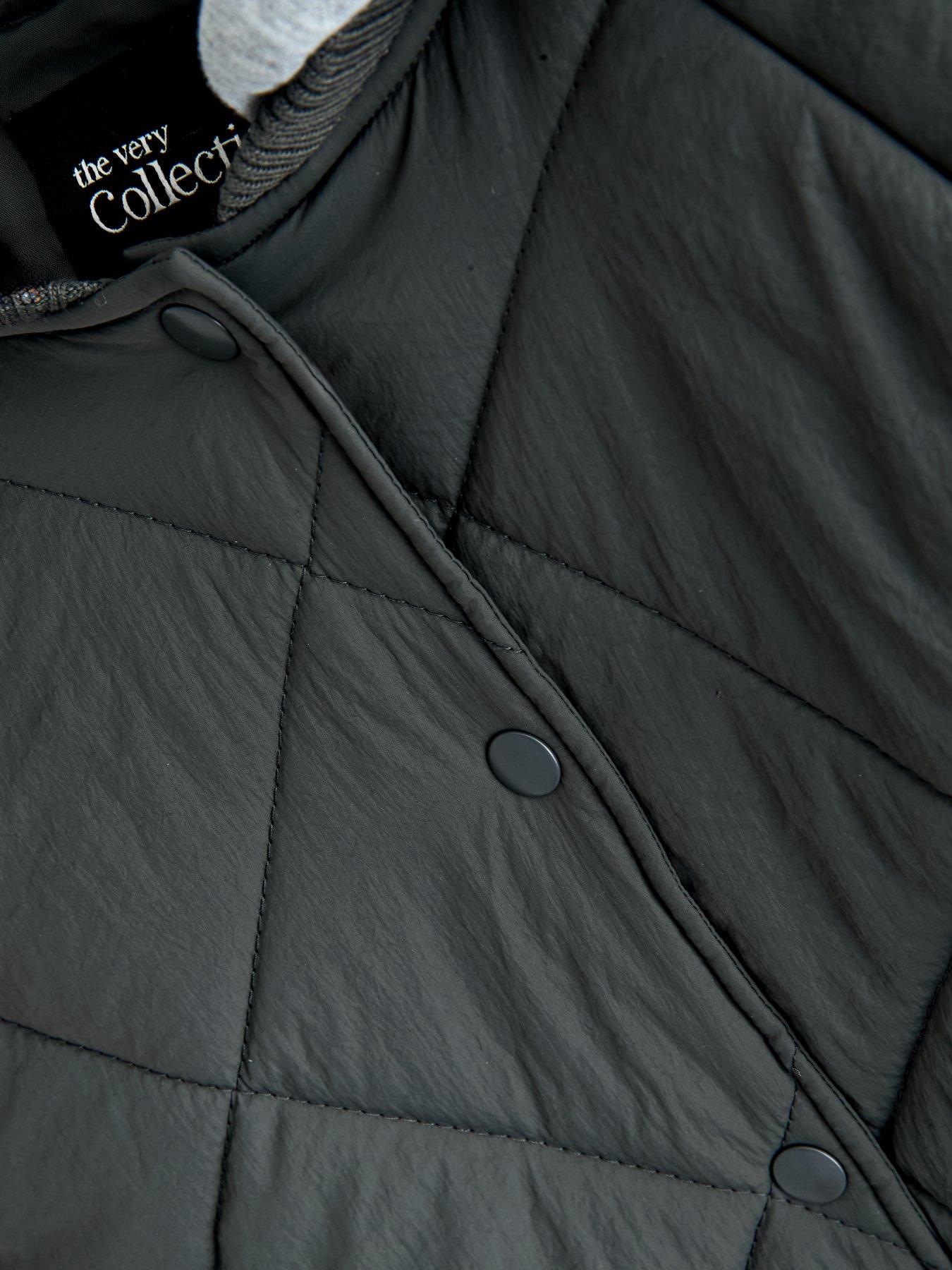 Image 3 of 6 of The Very Collection Boys Diamond Quilt Jersey Hood Lightweight Coat (3-16 years) - Black