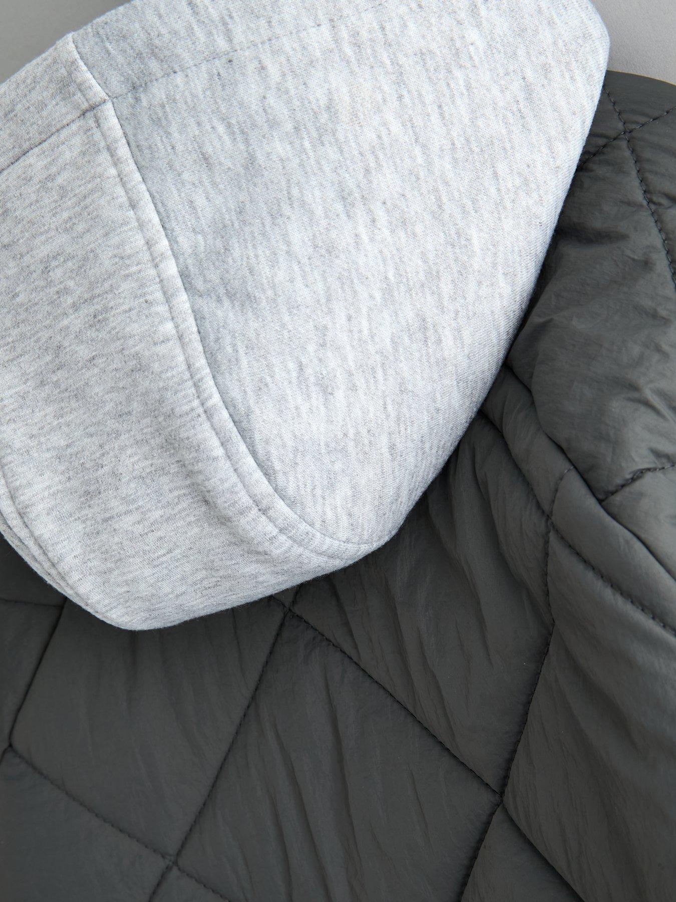 Image 6 of 6 of The Very Collection Boys Diamond Quilt Jersey Hood Lightweight Coat (3-16 years) - Black
