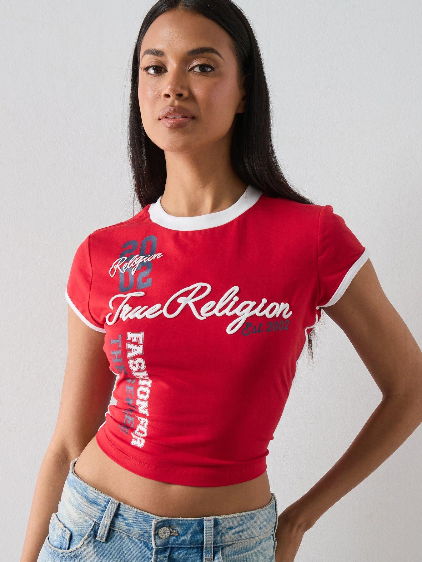 TRUE RELIGION Sporty Cap Slvs Ringer BBY -T-Shirt - Red