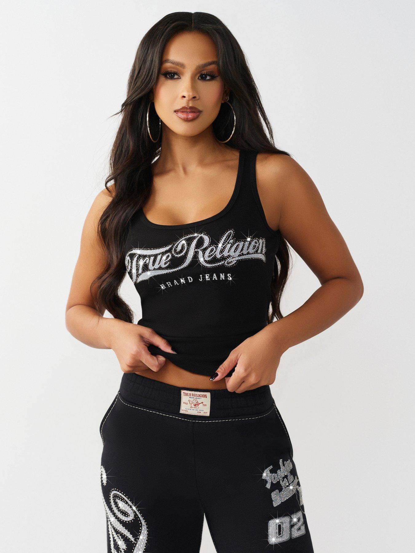 TRUE RELIGION Crystal Square Neck Rib Tank