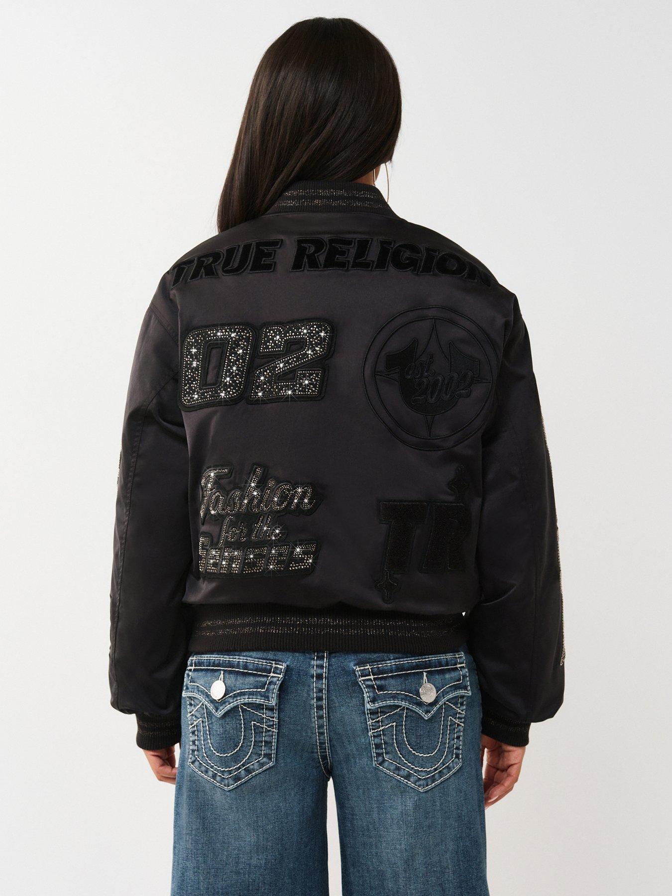 Image 2 of 5 of TRUE RELIGION Bedazzled Crystal Nylon Bomber