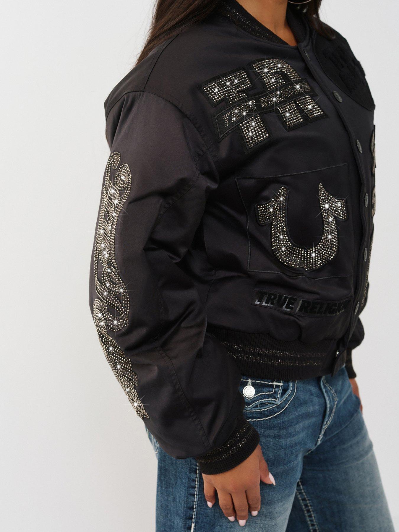 Image 3 of 5 of TRUE RELIGION Bedazzled Crystal Nylon Bomber