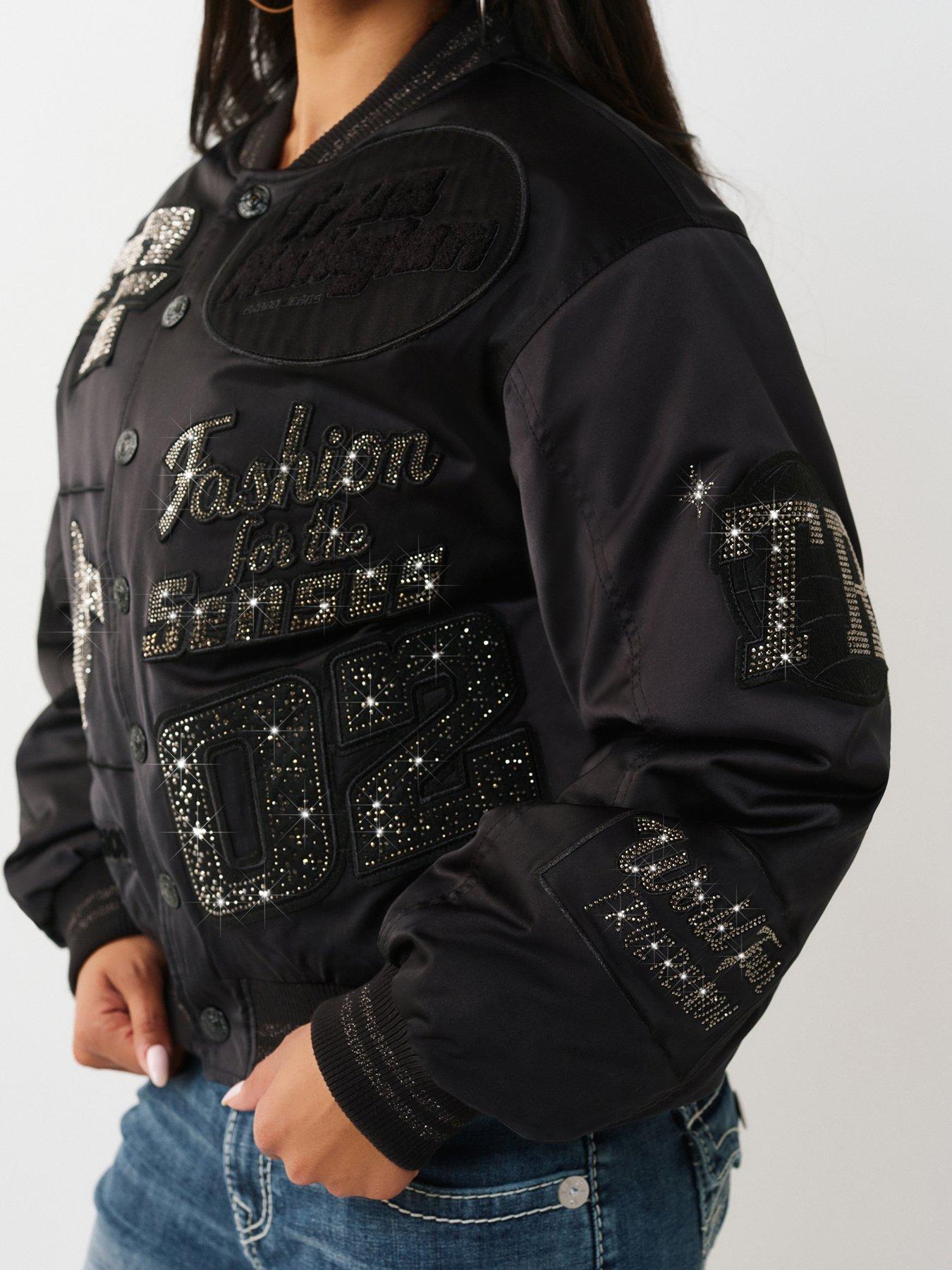 Image 4 of 5 of TRUE RELIGION Bedazzled Crystal Nylon Bomber