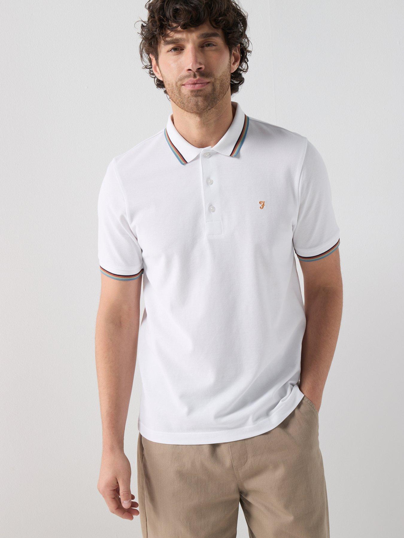 Farah Farah Gold F Elton Regular Fit Pique Tipping Polo Shirt - White