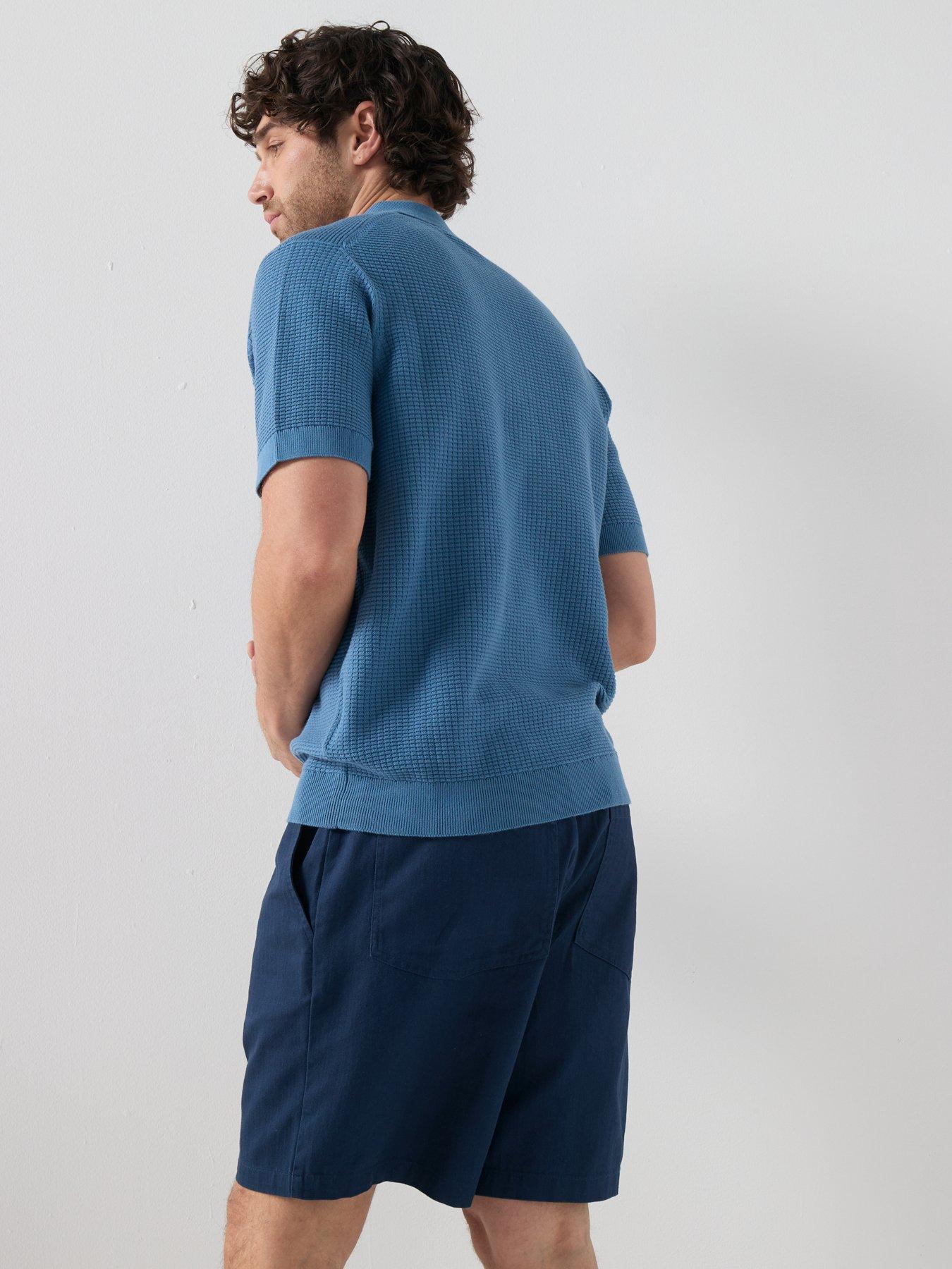 Image 2 of 6 of Farah Thornley Regular Fit Textured Knitted Polo Shirt - Blue