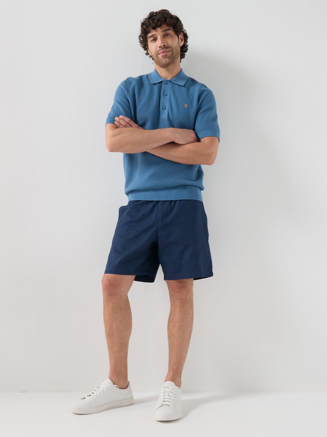 Image 3 of 6 of Farah Thornley Regular Fit Textured Knitted Polo Shirt - Blue