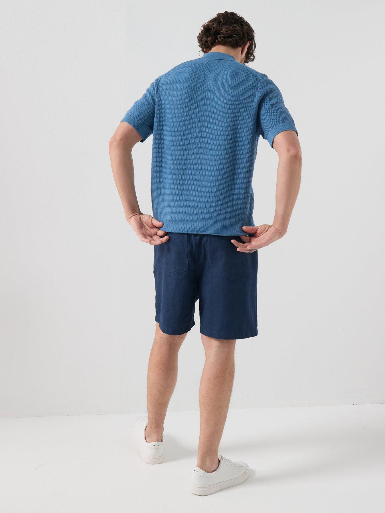 Image 5 of 6 of Farah Thornley Regular Fit Textured Knitted Polo Shirt - Blue