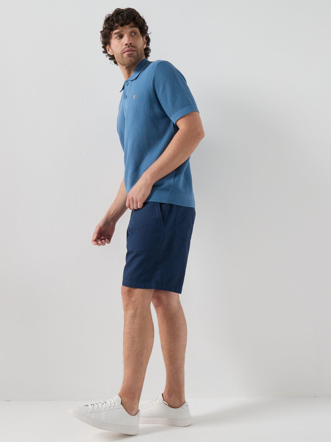 Image 6 of 6 of Farah Thornley Regular Fit Textured Knitted Polo Shirt - Blue