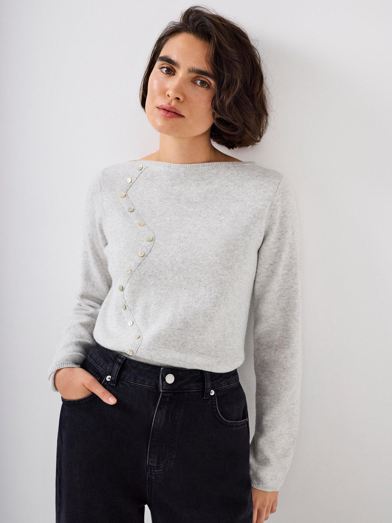mint-velvet-button-detail-knit-top-grey