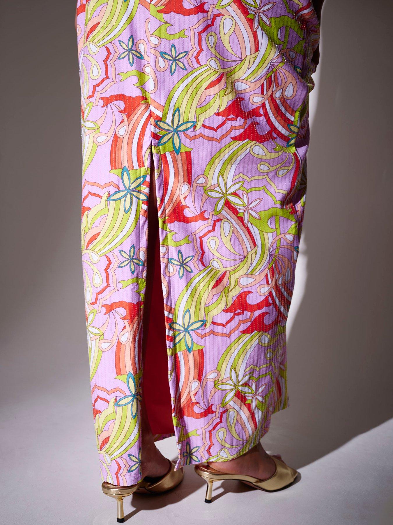 Image 5 of 5 of South Beach South Beach Retro Printed Sequin Maxi Dress - Multi