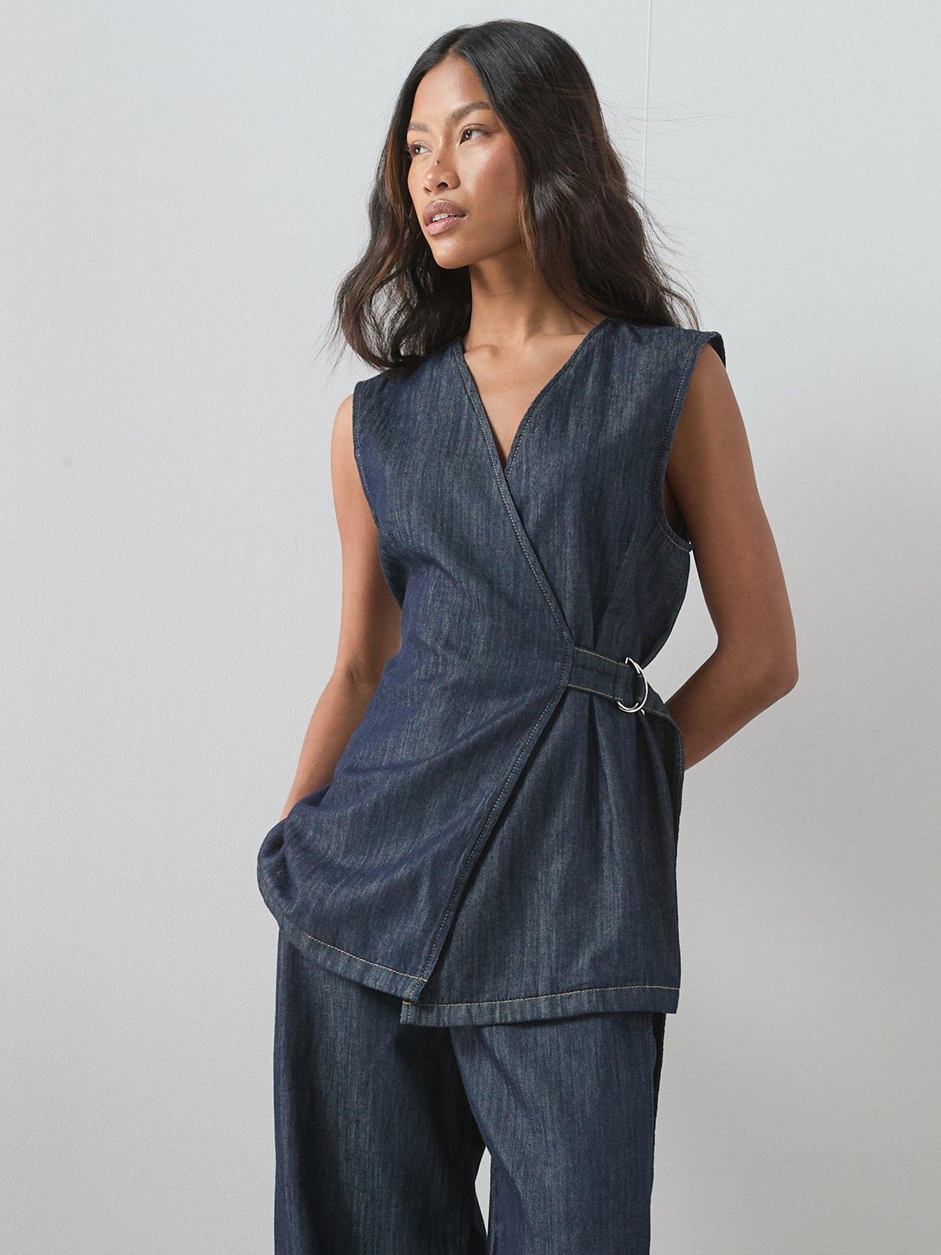 the-very-collection-wrap-denim-tunic-top-dark-washfront