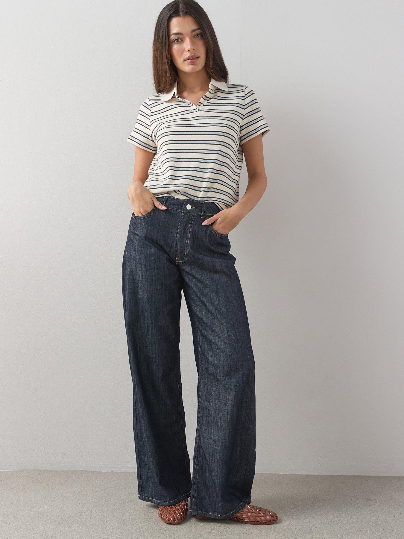 Image 1 of 7 of The Very Collection High Waist Wide Leg Jeans - Rinse Wash