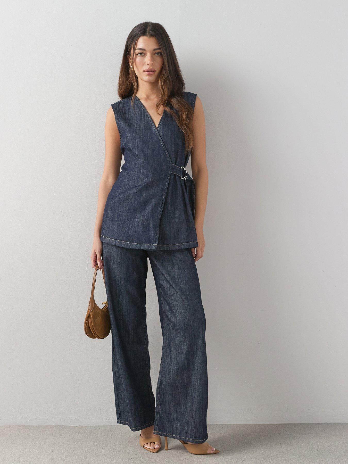 Image 3 of 7 of The Very Collection High Waist Wide Leg Jeans - Rinse Wash