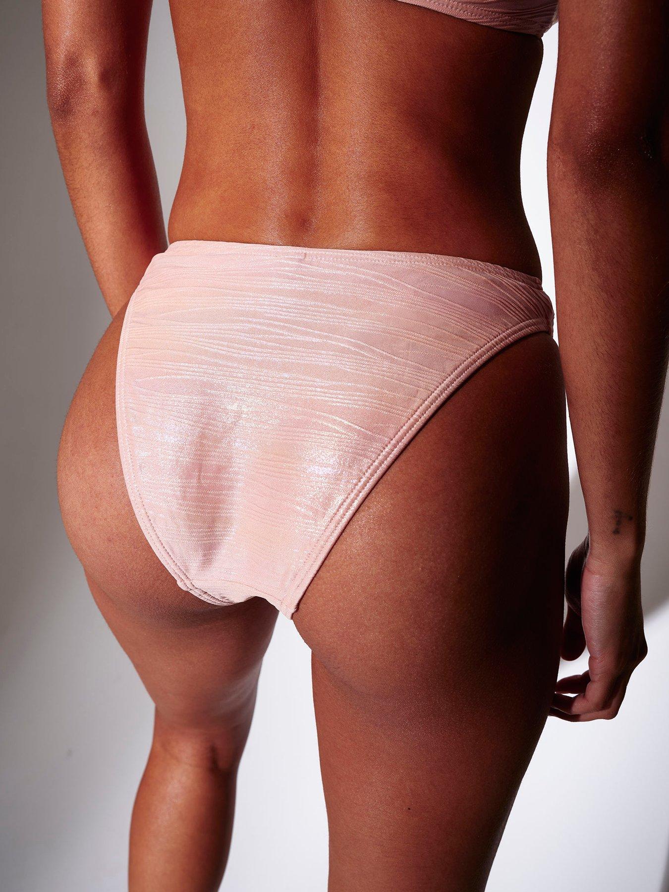 Image 4 of 4 of South Beach Glitter Rib High Leg Brief - Pink