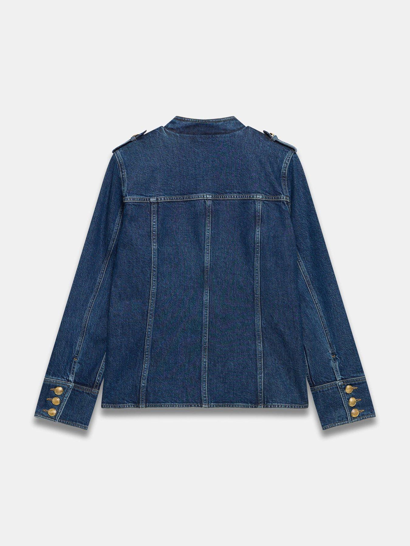 Image 6 of 6 of Mint Velvet Denim Military Jacket - Blue
