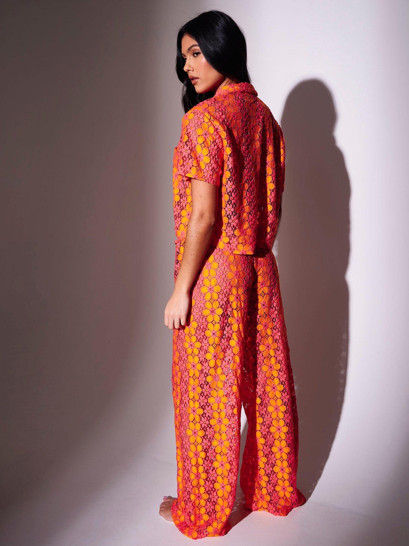 Image 2 of 5 of South Beach Floral Crochet Short Sleeve Shirt - Multi