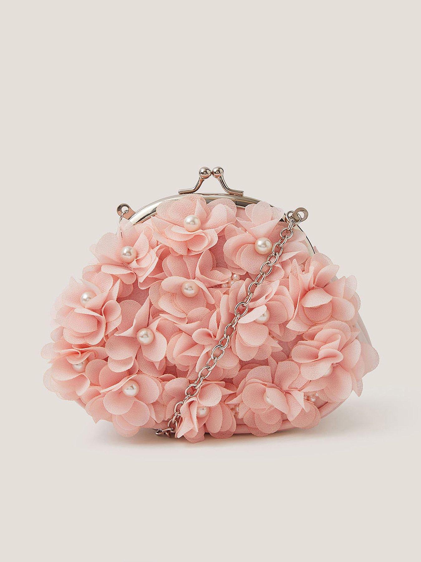 Image 1 of 3 of Monsoon Girls Pearl Cluster Frame Bag - Pink