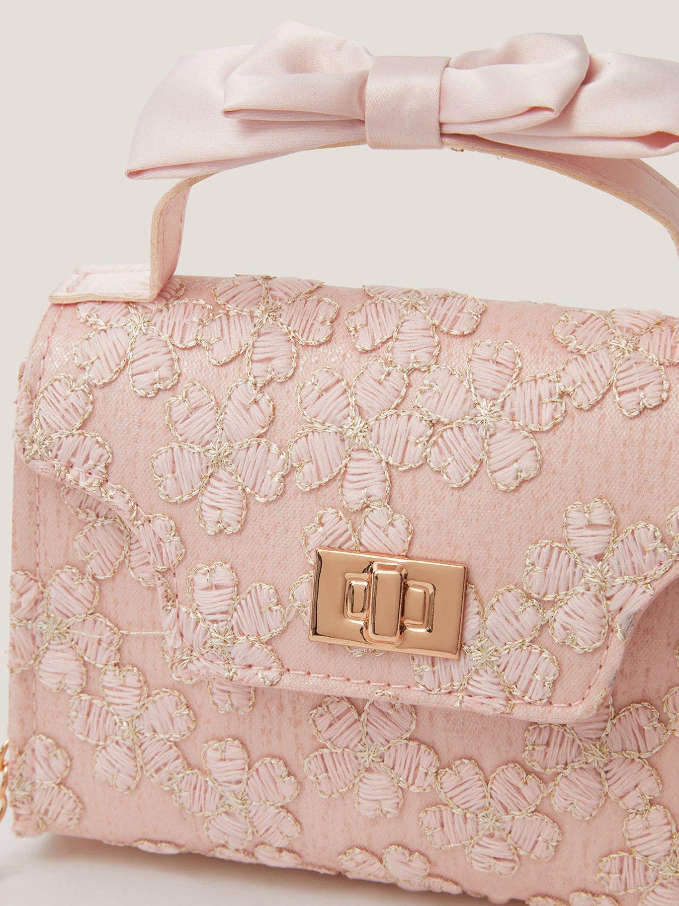 Image 3 of 4 of Monsoon Girls Lacey Bow Handle Bag - Pink