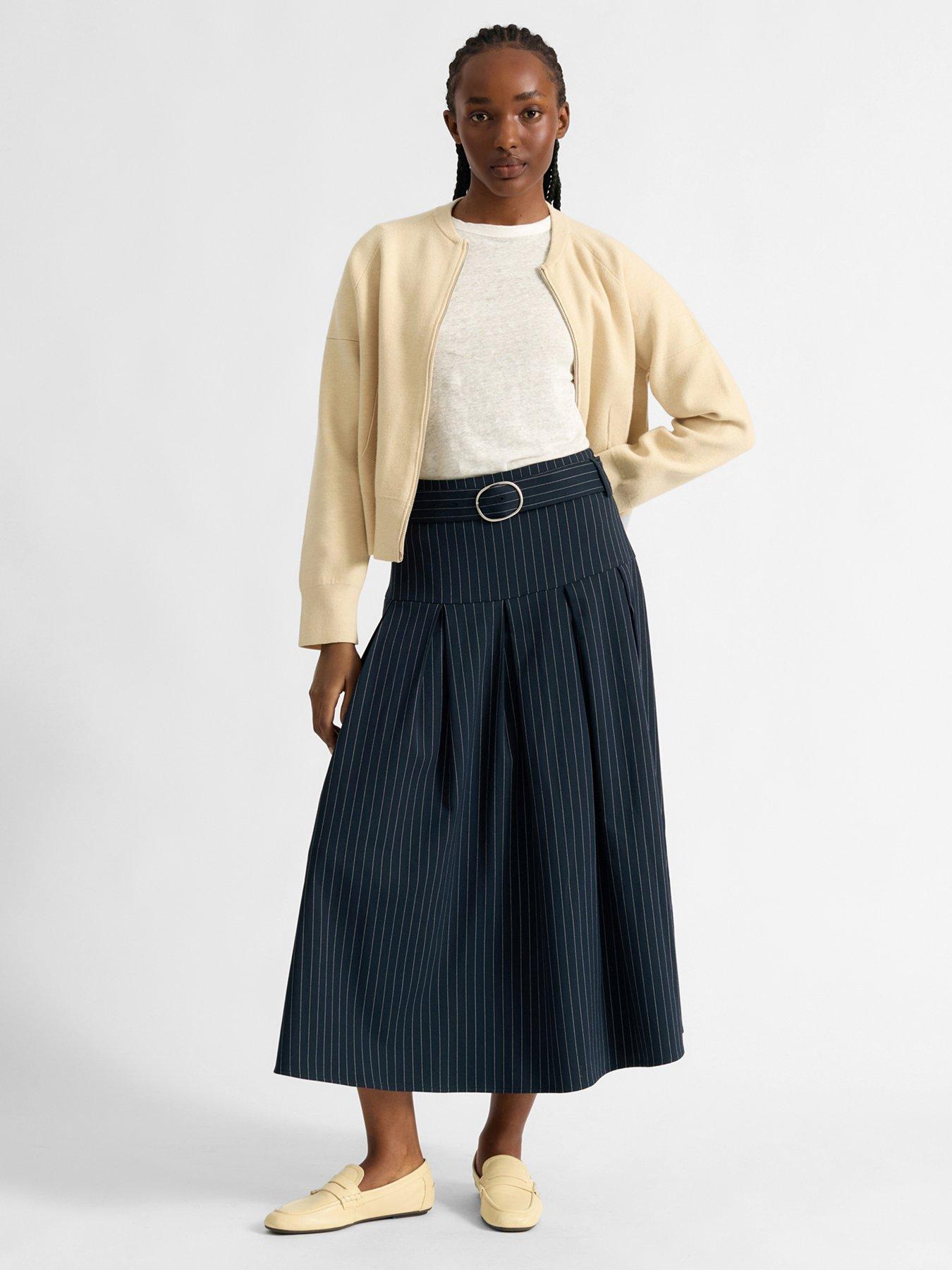 albaray-pinstripe-midi-skirt-blue