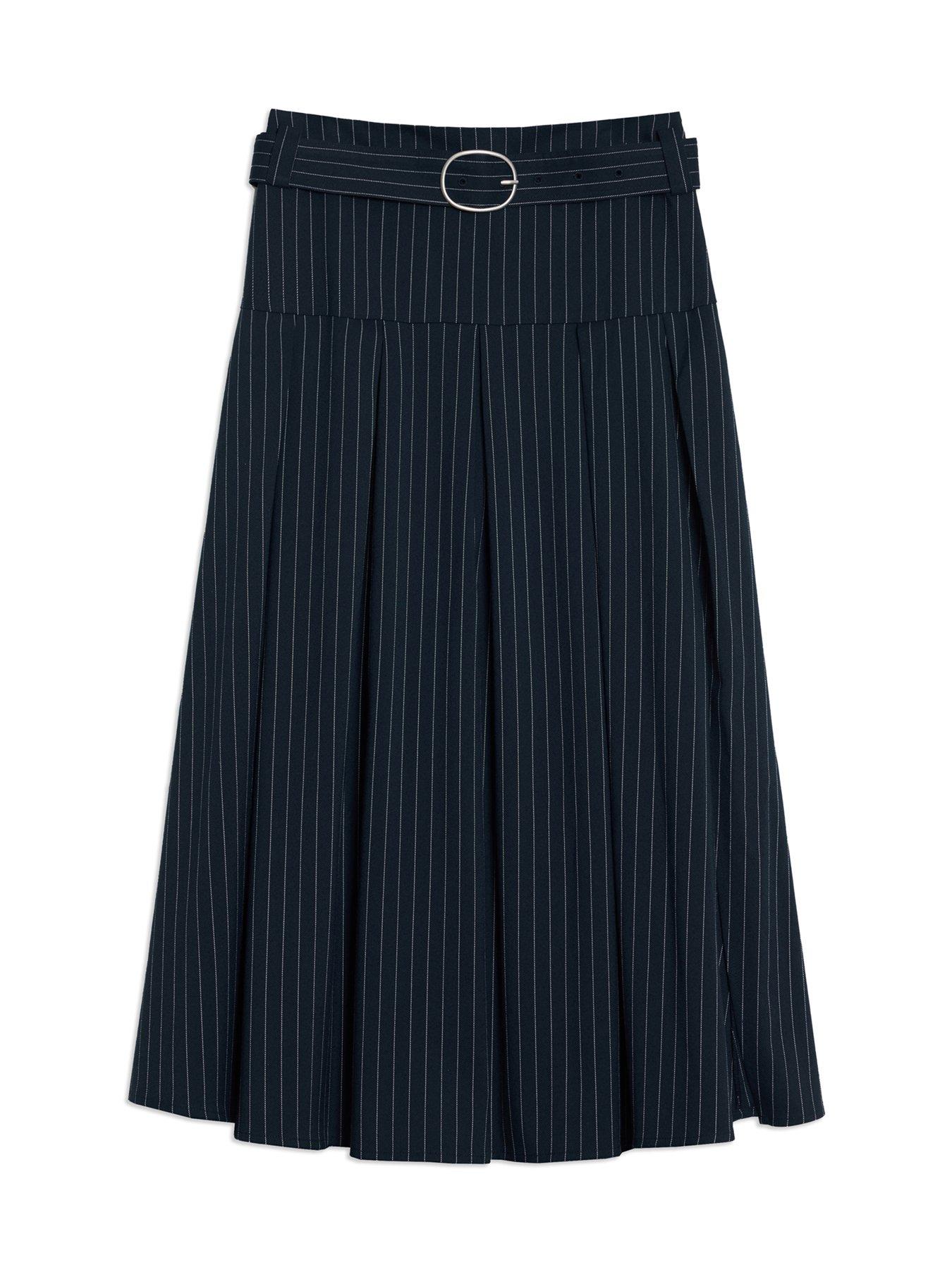 albaray-pinstripe-midi-skirt-blueoutfit