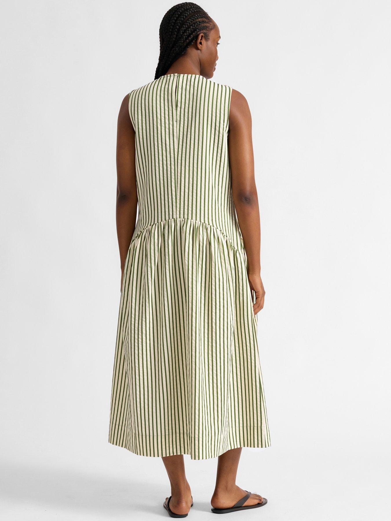 Image 2 of 4 of Albaray Stripe Sleeveless Iconic Dress - Green