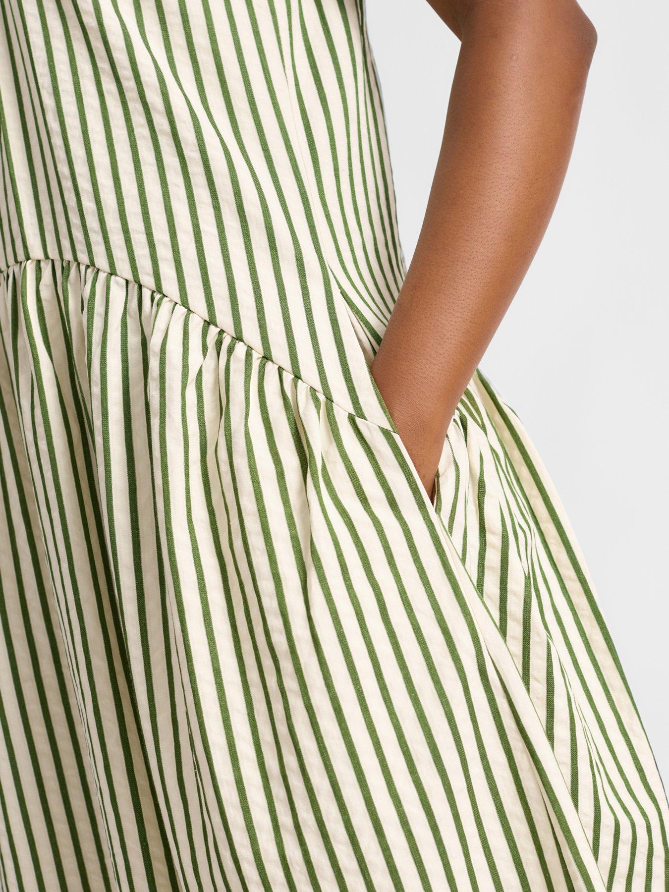 Image 3 of 4 of Albaray Stripe Sleeveless Iconic Dress - Green