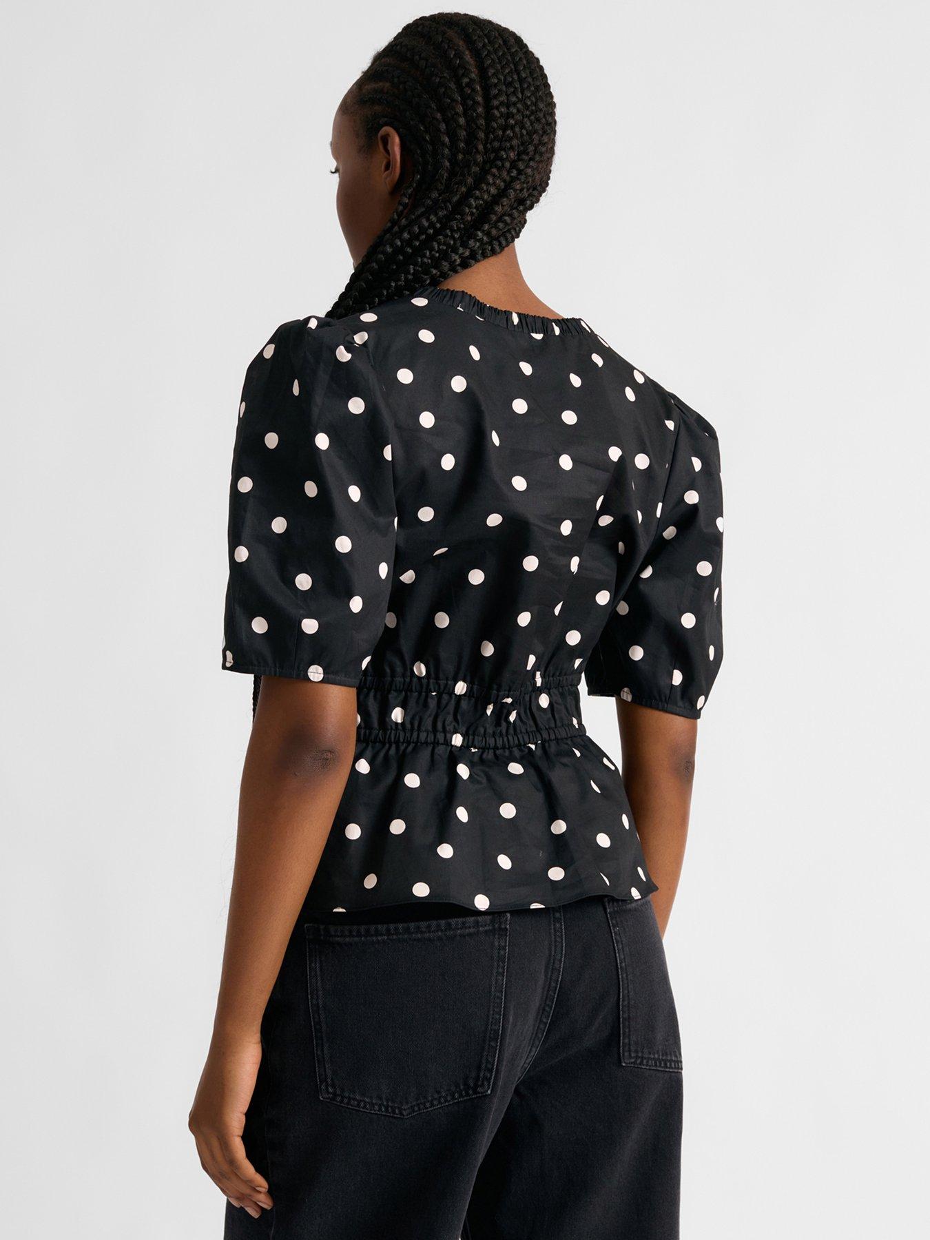 albaray-large-spot-elastic-waist-top-blackstillFront